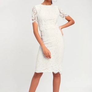 Lulu's Devotion Lace Midi Dress - White